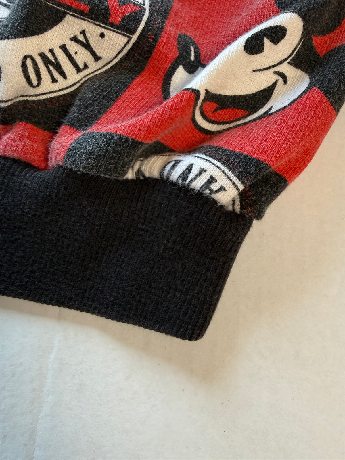 Vintage Mickey & Co One and Only All Over Print Sweatshirt J.G. Hook XL Red Black