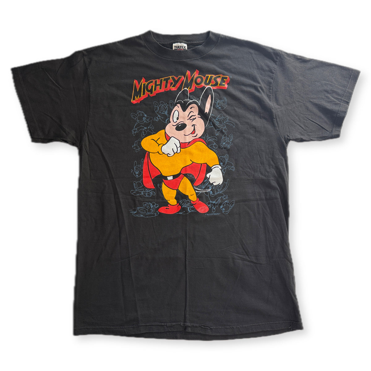 Vintage 1993 Mighty Mouse Graphic Tee Tultex XL Black Faded