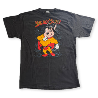 Vintage 1993 Mighty Mouse Graphic Tee Tultex XL Black Faded