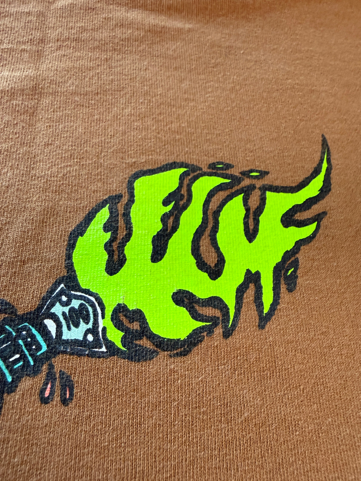 HUF Y2K Skater Graffiti Molotov Logo Tee 2002 Tan L