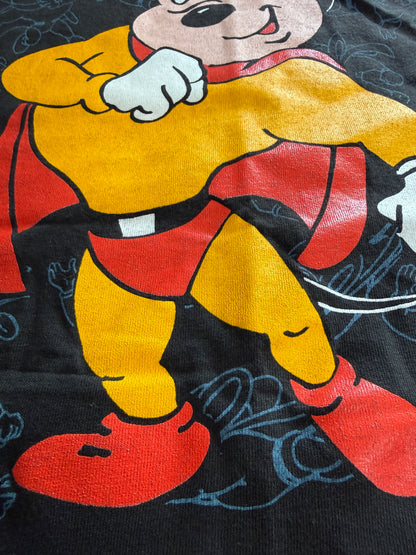 Vintage 1993 Mighty Mouse Graphic Tee Tultex XL Black Faded