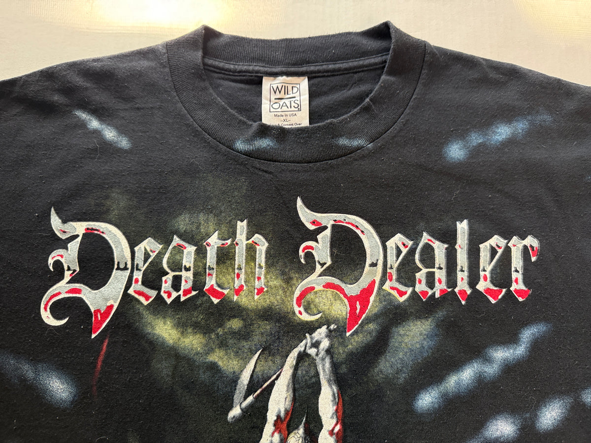 Vintage 1986 Frank Frazetta Death Dealer All Over Print Tee Wild Oats XL Black