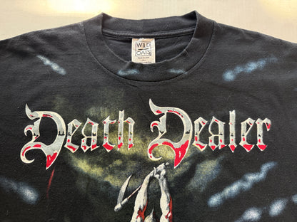 Vintage 1986 Frank Frazetta Death Dealer All Over Print Tee Wild Oats XL Black