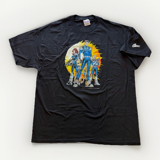 2000 Gate Crashers Superhero Promo T-Shirt XL Black Graphitti Comic Book Tee Top