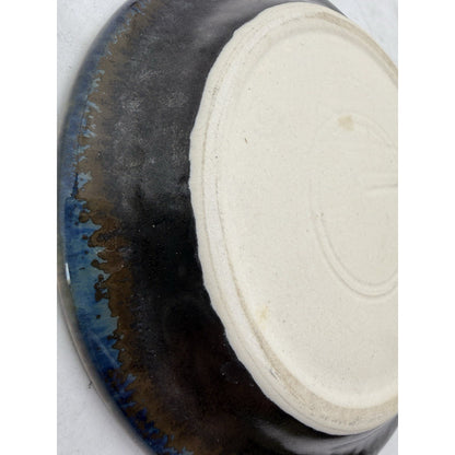 Bill Campbell Pottery Porcelain Plate 5.5” Crystalline Glaze Blue Cream Signed