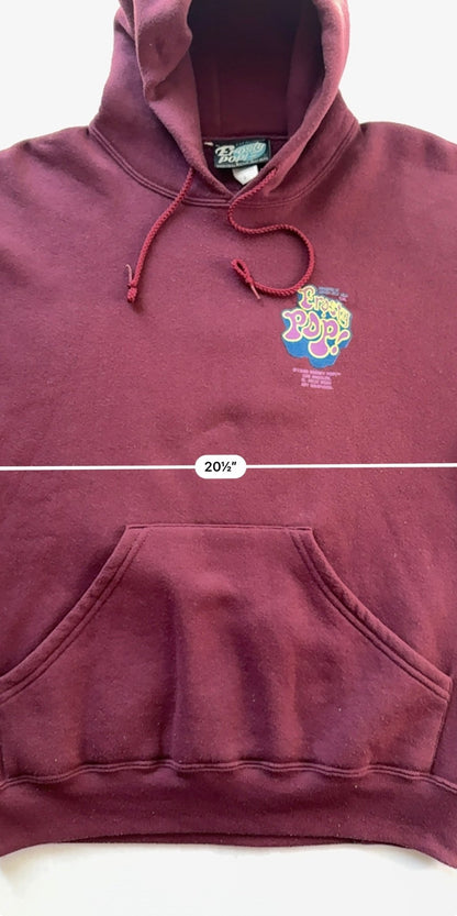 Erosty Pop 1998 Rockin Jelly Bean Pin-Up Back Print Pullover Hoodie Burgundy Size S USA - Thrift GoblinHoodie