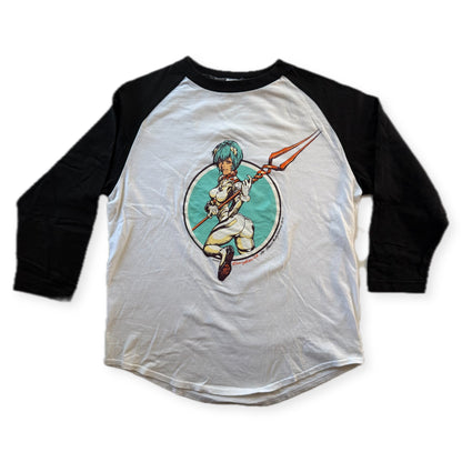 Evangelion 2.0 Rei Ayanami Rockin Jelly Bean Raglan T-Shirt 2010 White Black Size M - Thrift GoblinT-Shirt