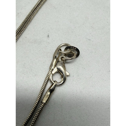 Silver Labradorite Pendant Necklace Snake Chain Three Gemstones Bezel Setting