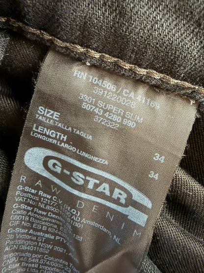 G-Star Raw 3301 Super Slim Jeans Anthracite Black Size 34x34 - Thrift GoblinPants