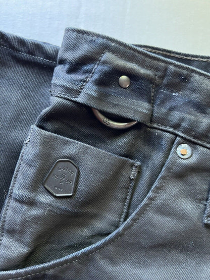 G - STAR RAW - ARC ZIP 3D Loose Tapered. Mens 32x32 Black Waxed Denim Motorcycle - thriftgoblin