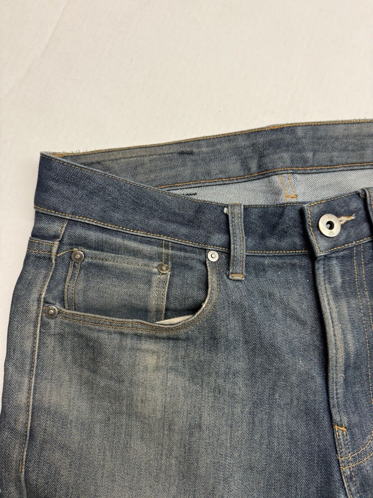 G Star Raw Jean Men 31x32 Blue 3301 Slim Straight Faded Selvedge 2010 Bottoms - thriftgoblin