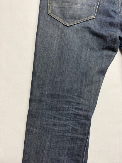 G Star Raw Jean Men 31x32 Blue 3301 Slim Straight Faded Selvedge 2010 Bottoms - thriftgoblin