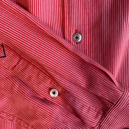 G Star Raw Long Sleeve red shirt striped large - thriftgoblin