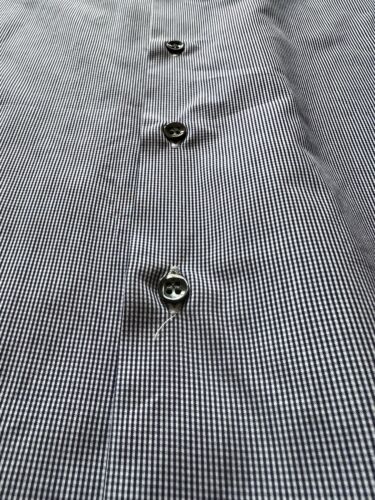 Giorgio Armani Dress Shirt Men 15 1/2 Black White Check Button Up Long Sleeve - thriftgoblin