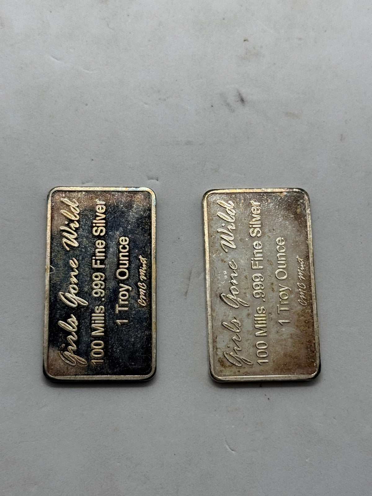 Girls Gone Wild Silver Plated Novelty Bars, Lot of 2, 1 Troy Ounce Marked