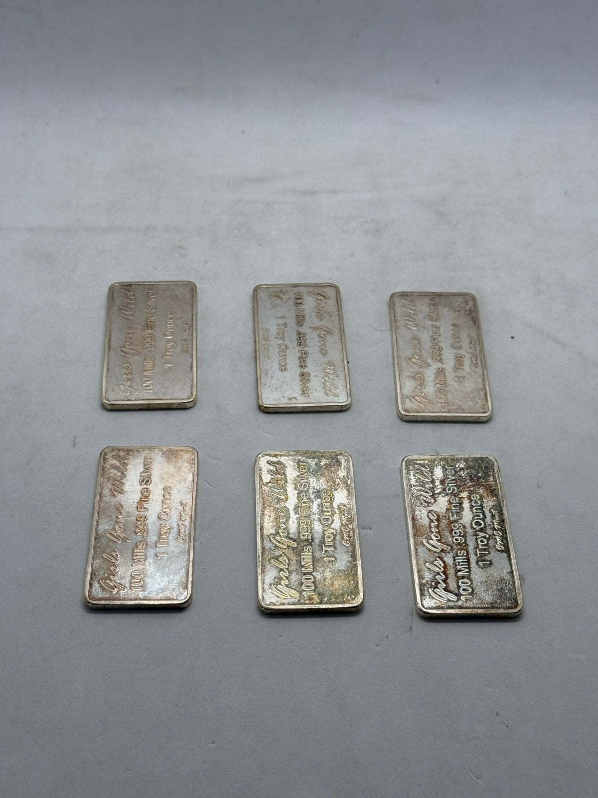 Girls Gone Wild Silver Plated Novelty Bars, Lot of 6, 1 Troy Ounce Marked