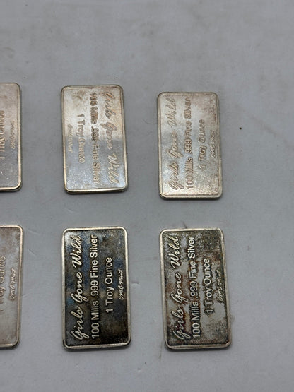 Girls Gone Wild Silver Plated Novelty Bars, Lot of 6, 1 Troy Ounce Marked