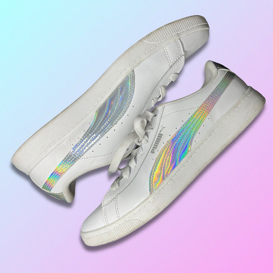 Girls Puma Classic Leather Sneakers Reflective Size 7.5 381497 - 01 Rainbow Bright - thriftgoblin