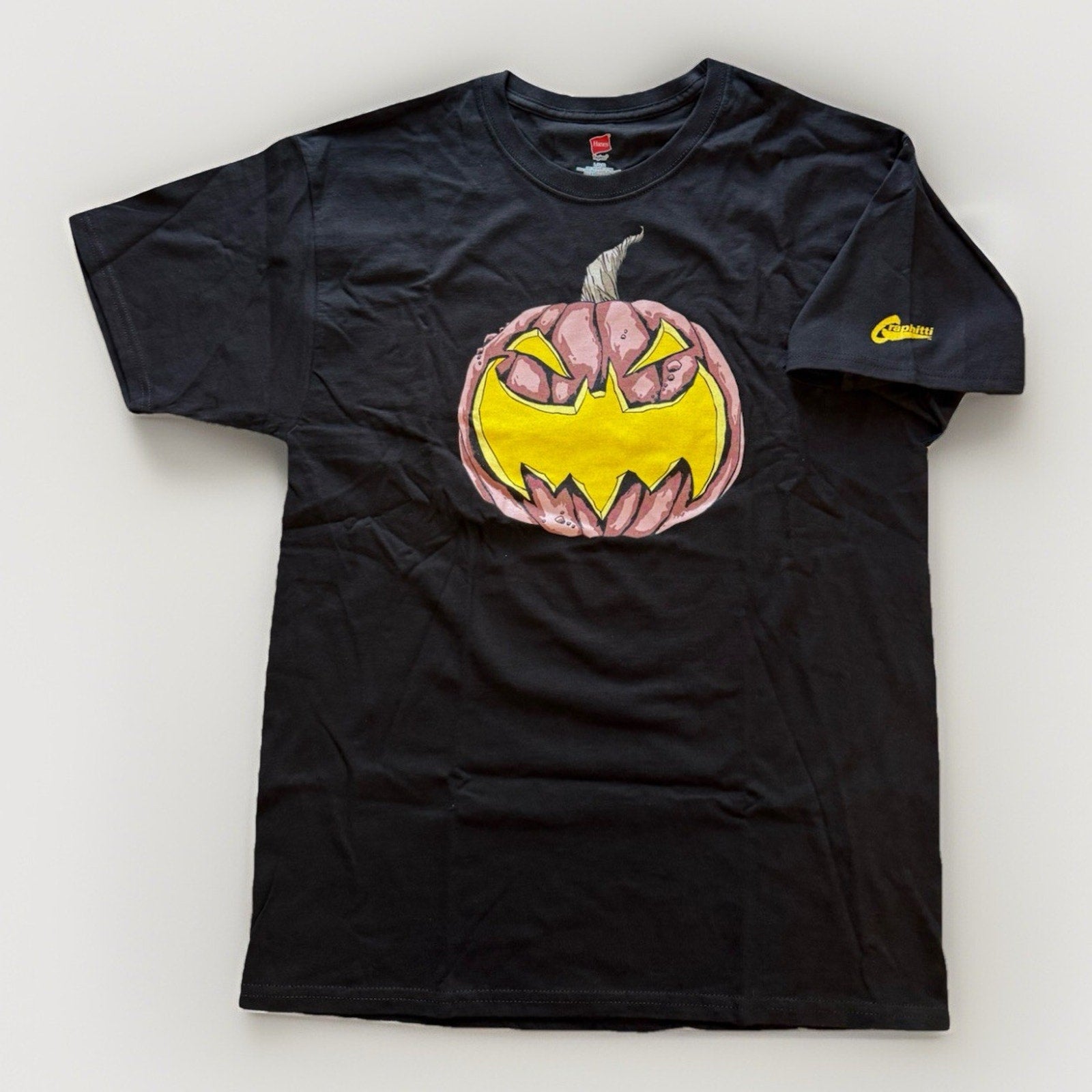 Graphitti Batman Pumpkin Shirt L DC Comics Halloween Jack - O - Lantern Logo Tee - thriftgoblin