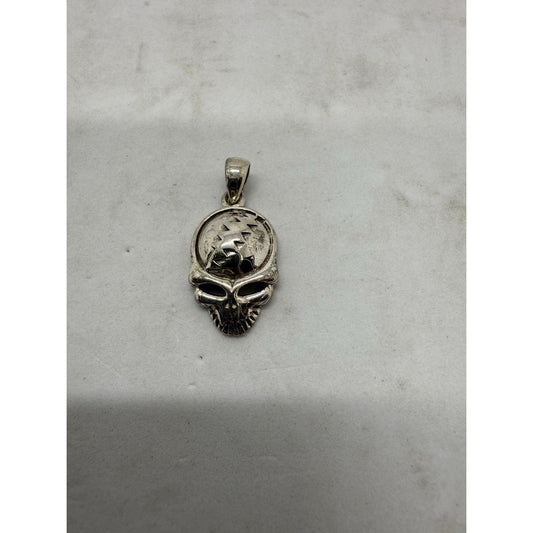 Grateful Dead .925 Silver Skull Pendant PSCL Marked 2.8g Sterling RARE Charm - thriftgoblin