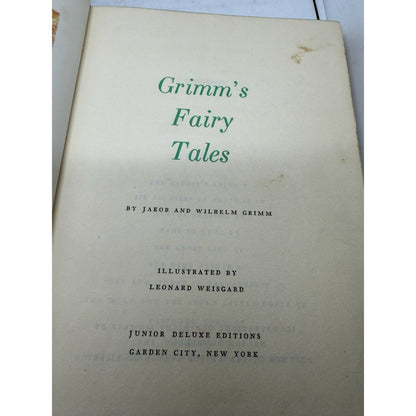 Grimms Fairy Tales Nelson Doubleday Inc Vintage Hardcover Junior Deluxe Edition - thriftgoblin