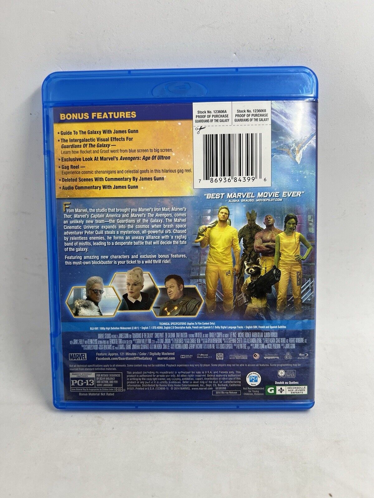 Guardians of the Galaxy (Blu - ray, 2014, Widescreen) Starlord Disney Marvel - thriftgoblin