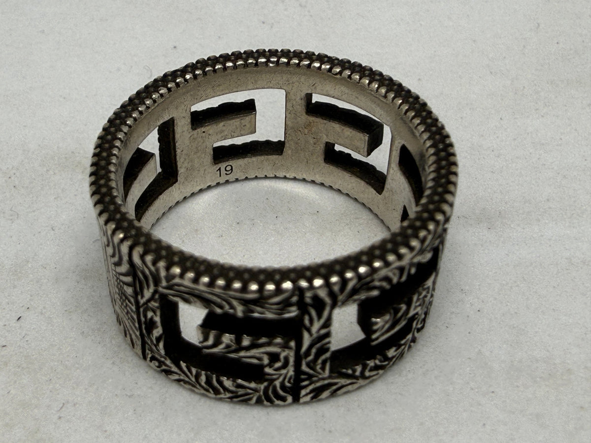 Gucci Cutout Square G Band Ring, Sterling Silver Ag925, Size 19, Made in Italy - Thrift GoblinJewelry