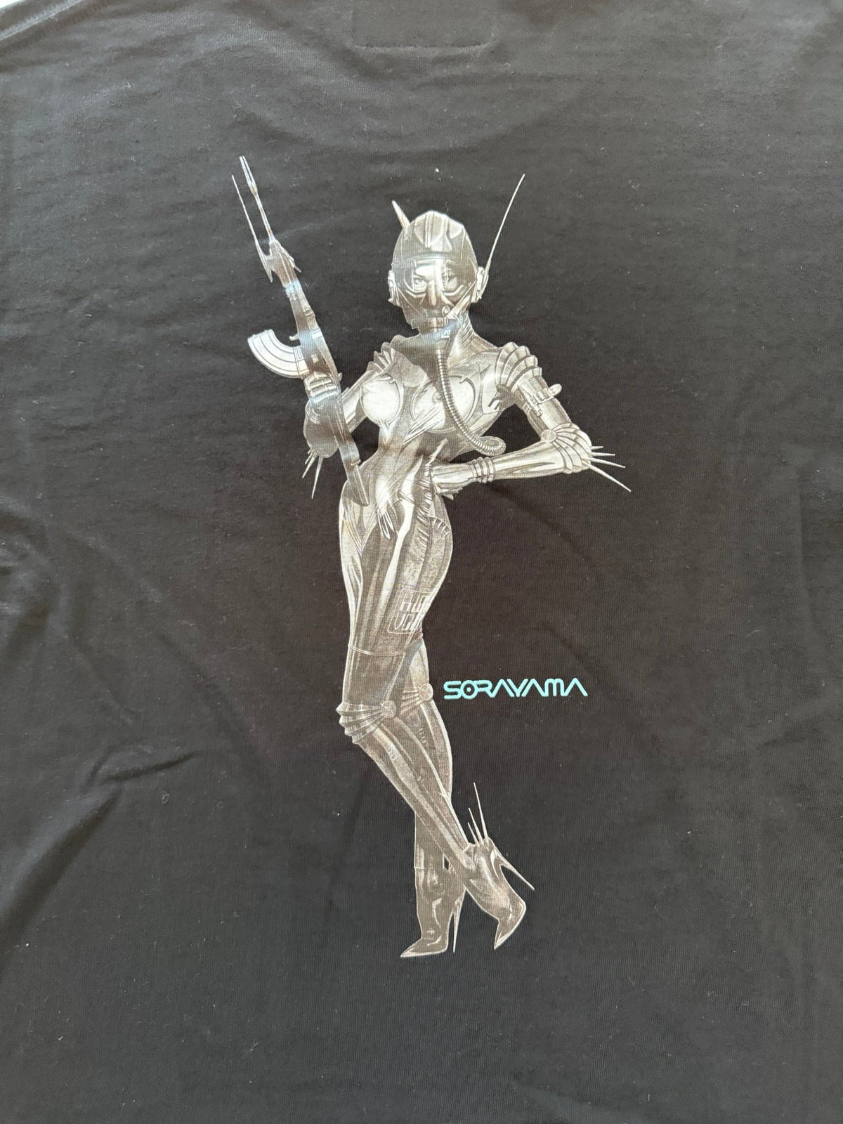 Hajime Sorayama x Medicom Toy Sync Chrome Figure Long Sleeve T-Shirt Black Size M - Thrift GoblinT-Shirt