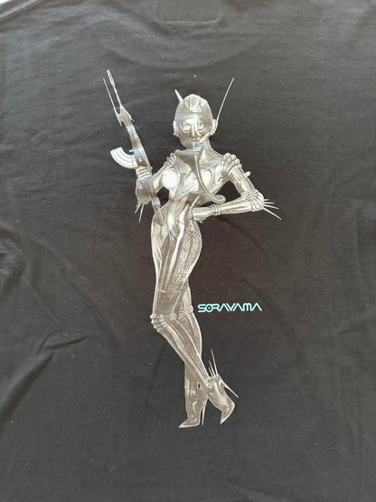 Hajime Sorayama x Medicom Toy Sync Chrome Figure Long Sleeve T-Shirt Black Size M - Thrift GoblinT-Shirt