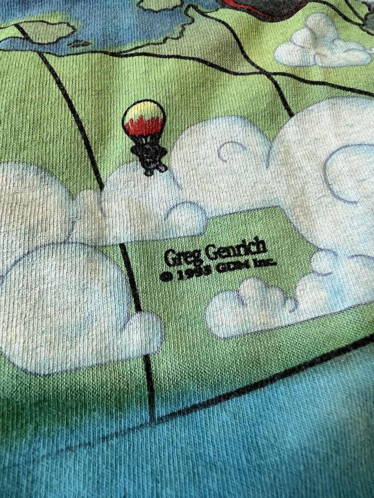 Hard Tag Vintage 2000 Liquid Blue Grateful Dead Parachute Bears Medium Skydive - thriftgoblin