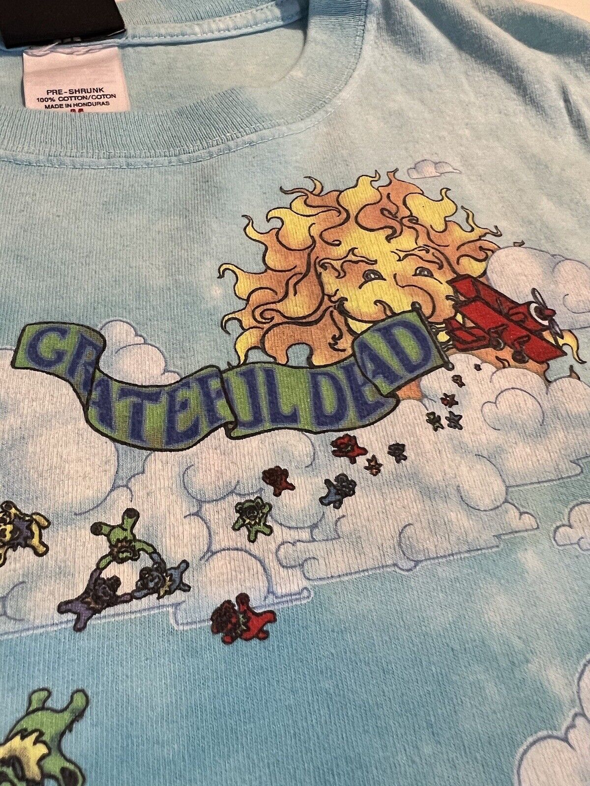Hard Tag Vintage 2000 Liquid Blue Grateful Dead Parachute Bears Medium Skydive - thriftgoblin