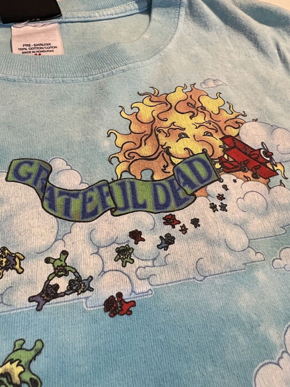 Hard Tag Vintage 2000 Liquid Blue Grateful Dead Parachute Bears Medium Skydive - thriftgoblin