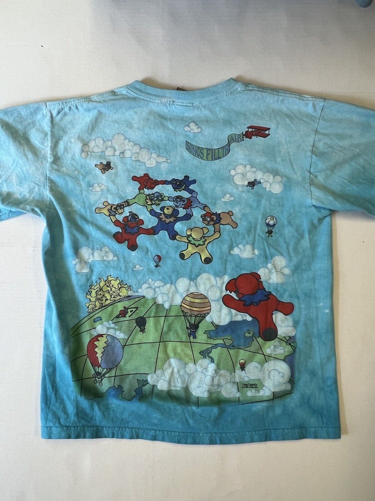 Hard Tag Vintage 2000 Liquid Blue Grateful Dead Parachute Bears Medium Skydive - thriftgoblin