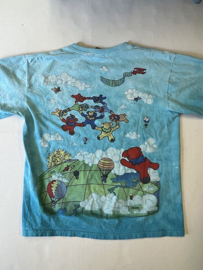 Hard Tag Vintage 2000 Liquid Blue Grateful Dead Parachute Bears Medium Skydive - thriftgoblin