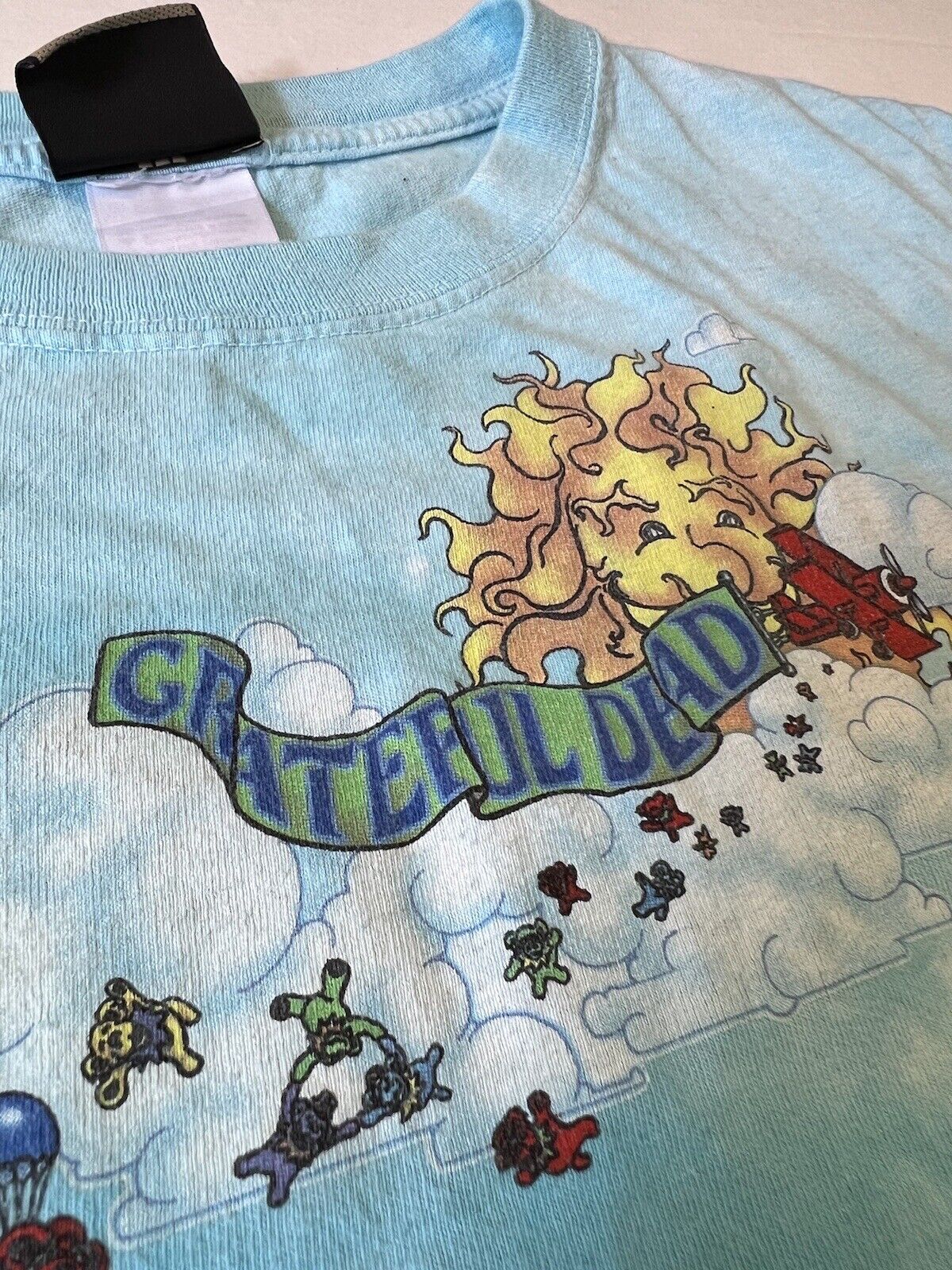 Hard Tag Vintage 2000 Liquid Blue Grateful Dead Parachute Bears Medium Skydive - thriftgoblin