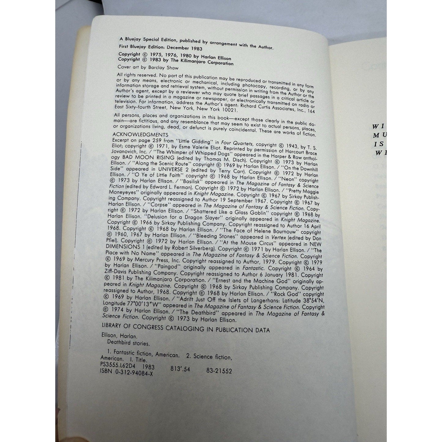 Harlan Ellison Deathbird Stories Bluejay Special Edition Sci Fi Paperback Book - thriftgoblin