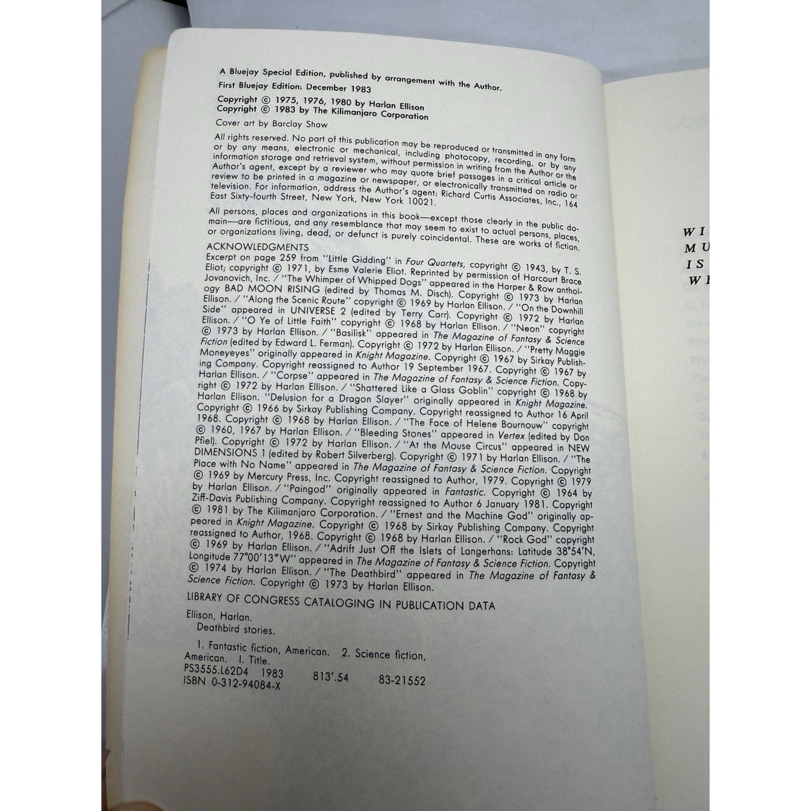 Harlan Ellison Deathbird Stories Bluejay Special Edition Sci Fi Paperback Book - thriftgoblin