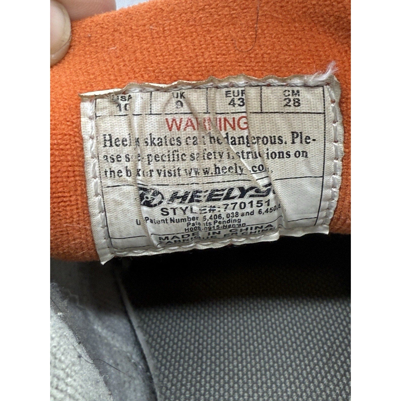 Heelys 770151 Gray Orange Shoes Men’s 10 Roller Skate Sneakers Rare Wheel Adult - thriftgoblin