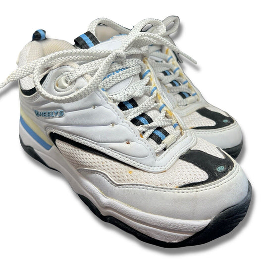 Heelys Womens 6 Style 9120 White Black Blue Lace Up Low Top Roller Skate Shoes - thriftgoblin