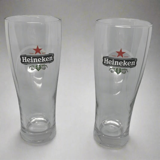 Heineken. 25L Glasses 8oz Set of 2 Glasses Red Star. Bubbles Etc - thriftgoblin