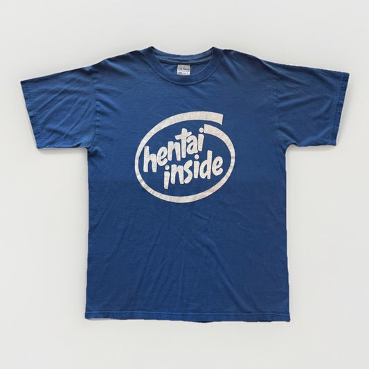 Hentai Inside Intel Parody T-Shirt Size Medium Blue Anime Humor Gildan Adult - thriftgoblin