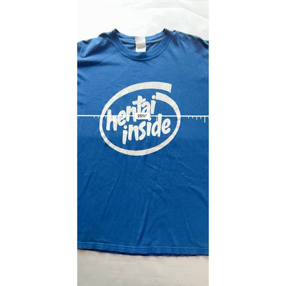 Hentai Inside Intel Parody T-Shirt Size Medium Blue Anime Humor Gildan Adult - thriftgoblin