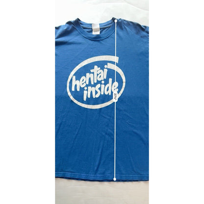Hentai Inside Intel Parody T-Shirt Size Medium Blue Anime Humor Gildan Adult - thriftgoblin