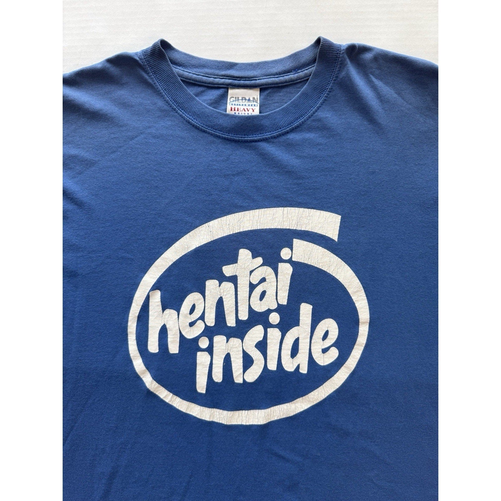 Hentai Inside Intel Parody T-Shirt Size Medium Blue Anime Humor Gildan Adult - thriftgoblin