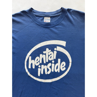 Hentai Inside Intel Parody T-Shirt Size Medium Blue Anime Humor Gildan Adult - thriftgoblin