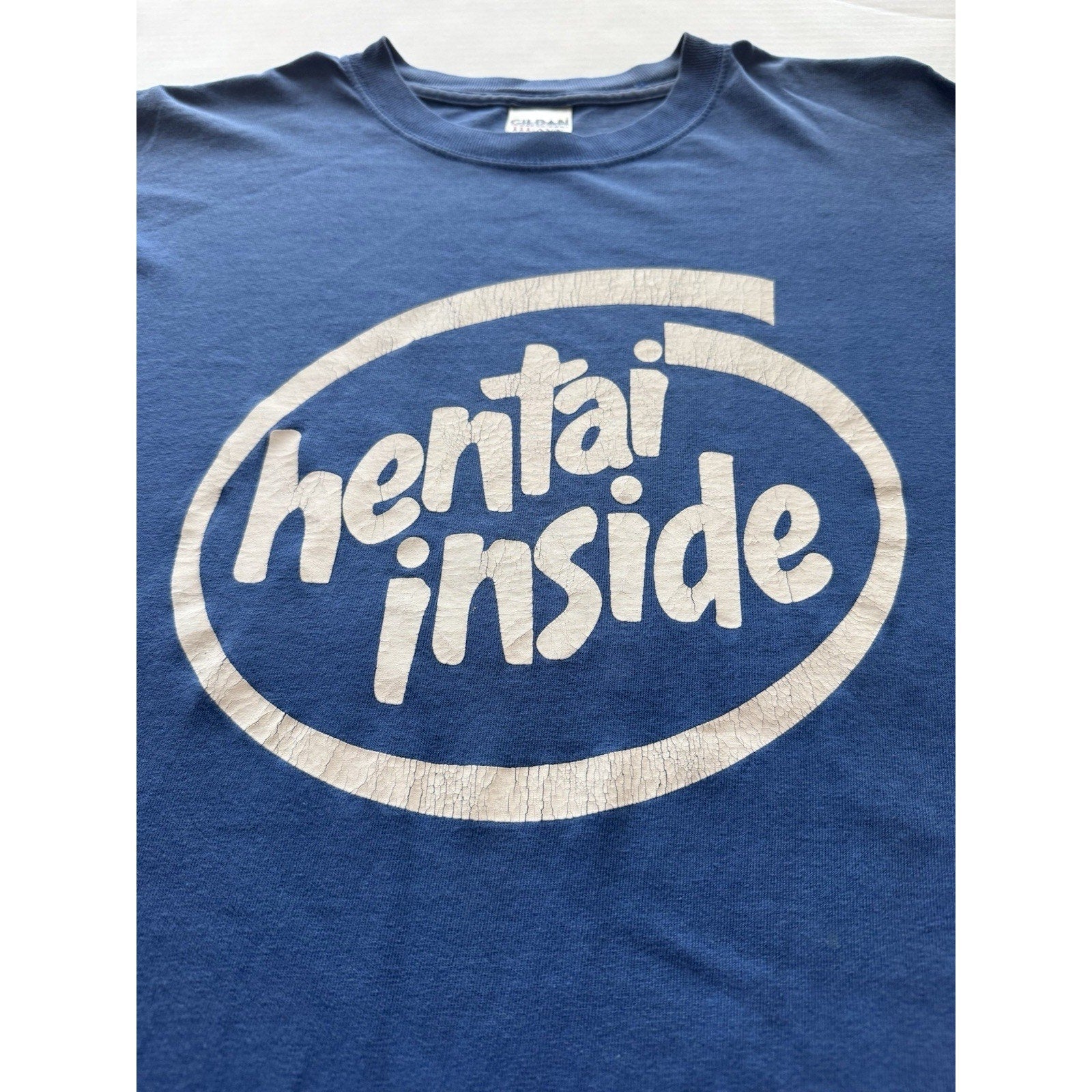 Hentai Inside Intel Parody T-Shirt Size Medium Blue Anime Humor Gildan Adult - thriftgoblin