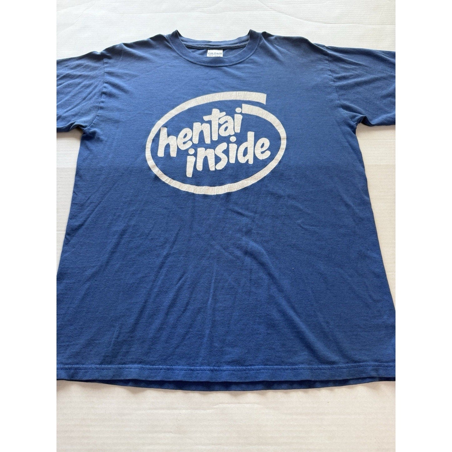 Hentai Inside Intel Parody T-Shirt Size Medium Blue Anime Humor Gildan Adult - thriftgoblin
