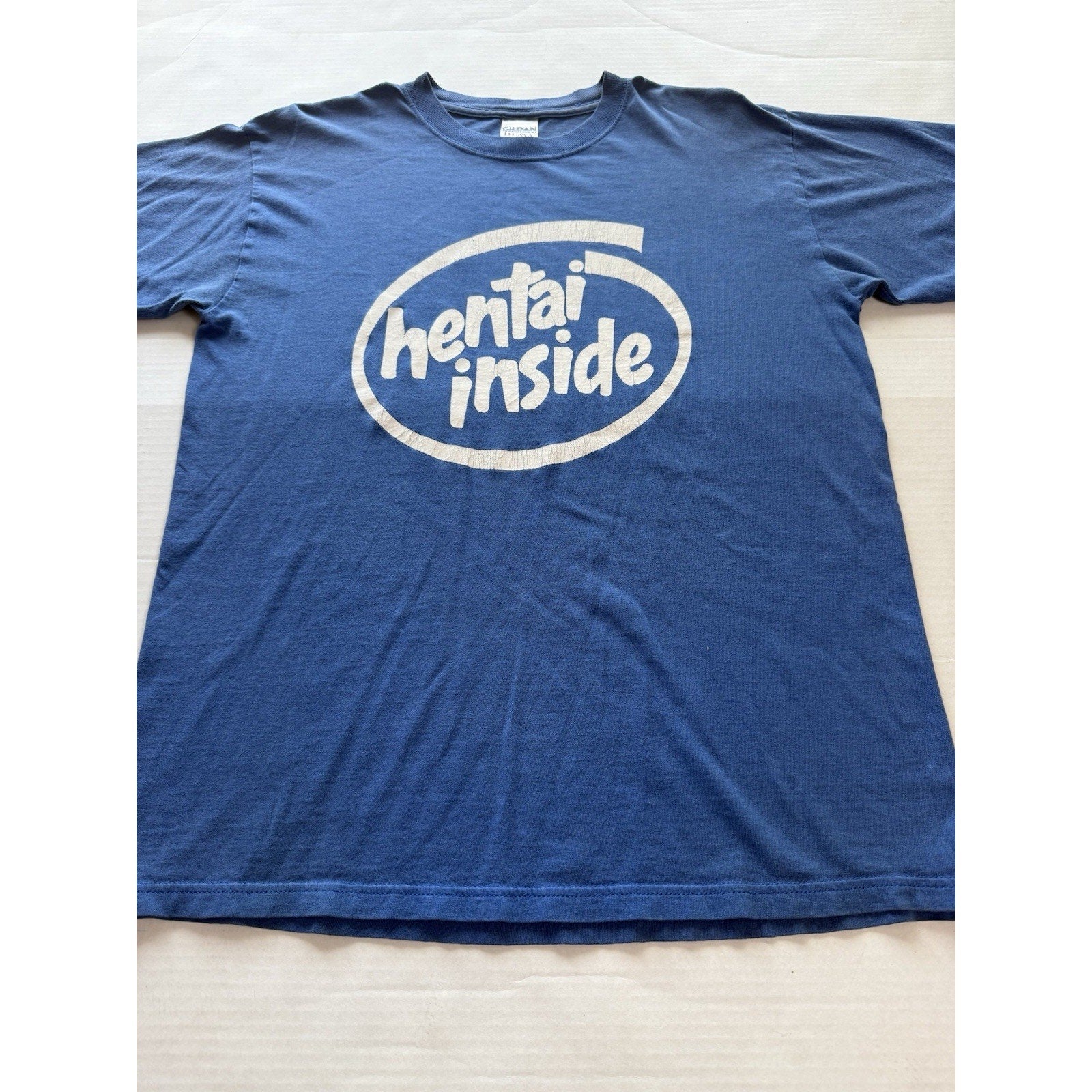 Hentai Inside Intel Parody T-Shirt Size Medium Blue Anime Humor Gildan Adult - thriftgoblin