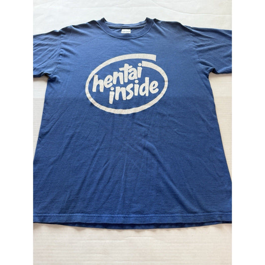 Hentai Inside Intel Parody T-Shirt Size Medium Blue Anime Humor Gildan Adult - thriftgoblin