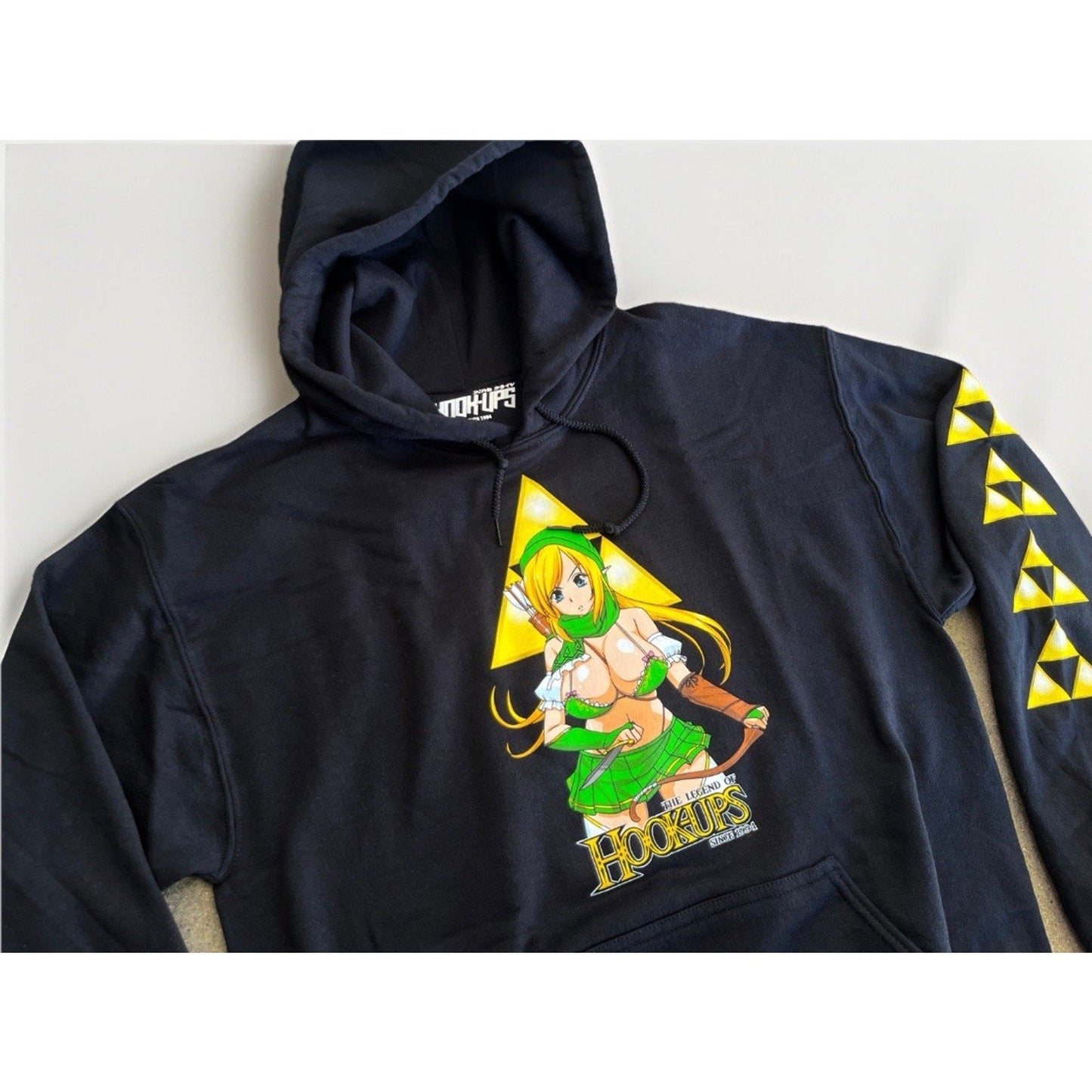 Hook - Ups Female Link Hoodie Black L 2020 Anime Skate Sweatshirt Zelda Lewd Anime - thriftgoblin